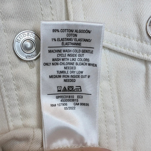 NWT Hudson Women's Cut In Denim Dress Button Down White Sleeveless Knee Length L - Picture 5 of 10